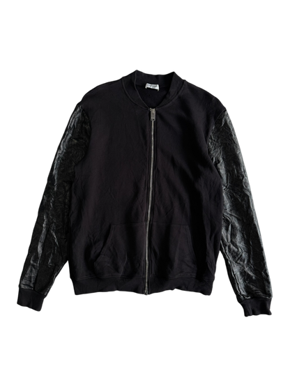 Saint Laurent Paris Leather Sleeves Bomber Jacket