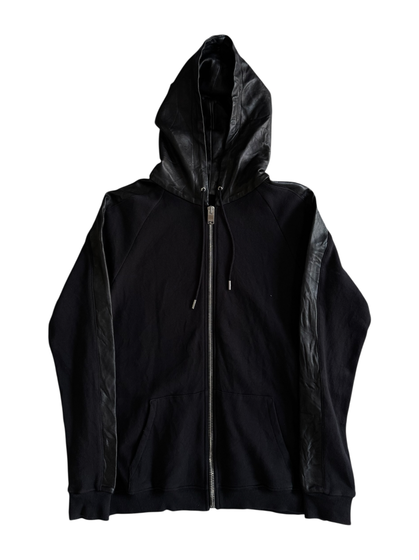 Saint Laurent Paris Leather Lined Zip Hoodie