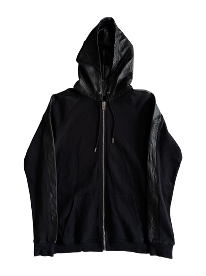 Saint Laurent Paris Leather Lined Zip Hoodie