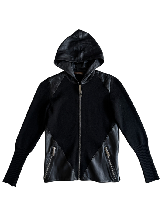 Bottega Veneta Knit Leather Zip Hoodie