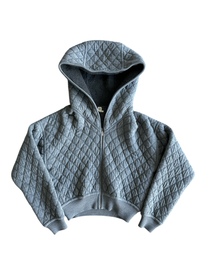 Hermes Quilted Crop Zip Hoodie