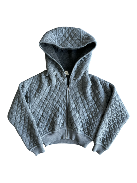 Hermes Quilted Crop Zip Hoodie
